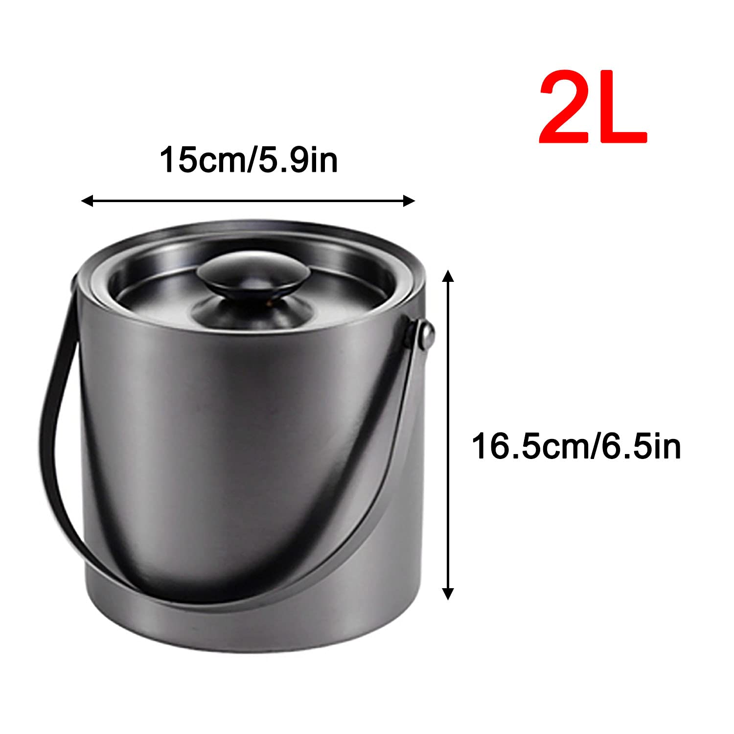 CHACKET del Cable DE Ice Bucke, Cubo de Hielo Aislado con Tapa y Pinzas Selladas, Pared Doble térmica, Cubo de champán de Acero Inoxidable con Almacenamiento de Pinzas, for Fiestas
