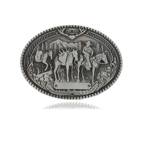 Western Belt Buckle Mountain Horse Wrangler Pattern Cowboy Belt Buckle