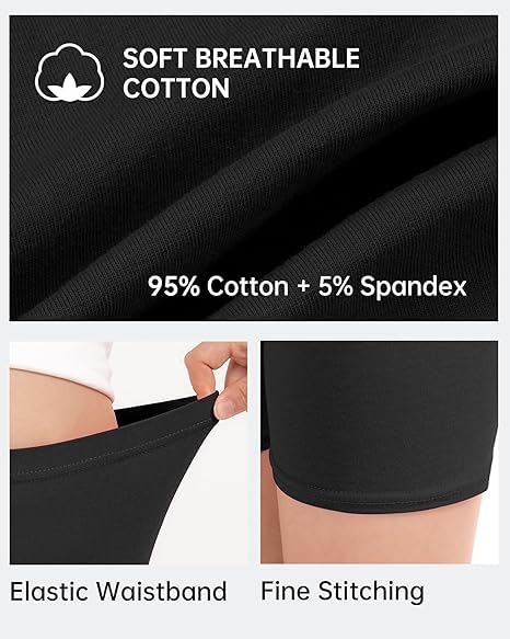 WKLOUYHE Girls' Cycling Shorts Kids Cotton Shorts Leggings for Girls Summer_Pack of 02,Black and Beige(15-16 Years) 4