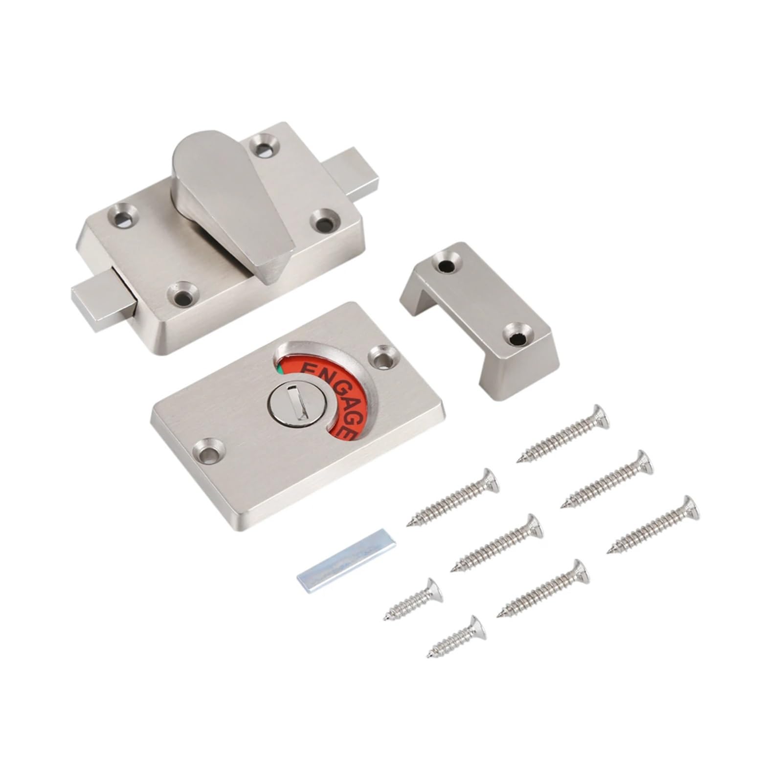 Bojhgo Silver Zinc Alloy Indicator Privacy Bolt Door Lock Vacant Engaged Screws For Bathroom Toilet Latch Indicating