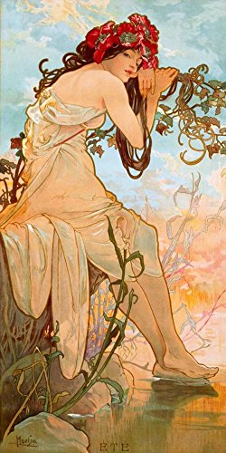 Toile enroulée été Mucha Alphonse pour embellir les murs étroits
