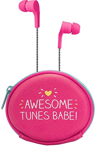 Happy Jackson: Awesome Tunes Babe  Auriculares y Bolsa de Almacenamiento (Rosa)