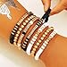 Latious Heishi Bracelets Black White Clay Bead Bracelets Friendship Bracelets for Women (L-Black White)