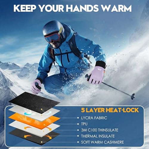 Image of Bruvoalon Winter Gloves for Women & Men, 3M Thermal Insulation, Lycra Fabric, Touchscreen, Anti-Slip