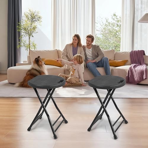 Image of coozment Folding Stool with Handle, Folding Chair,Folding Bar Stool with Non-Slip Feet,Indoor and Outdoor Foldable Stool for Adults(13 inchx11.5 inchx18 inch)
