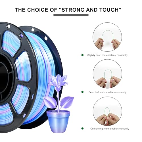 Image of iBOSS Silk PLA+ Gradient 3D Printing Filament, 1KG Spool 1.75mm Silk Shiny Purple Blue Gradient Printer Filament 2.2lb Brighter New Version, Neatly Wound 3D Printing Filament Compatible
