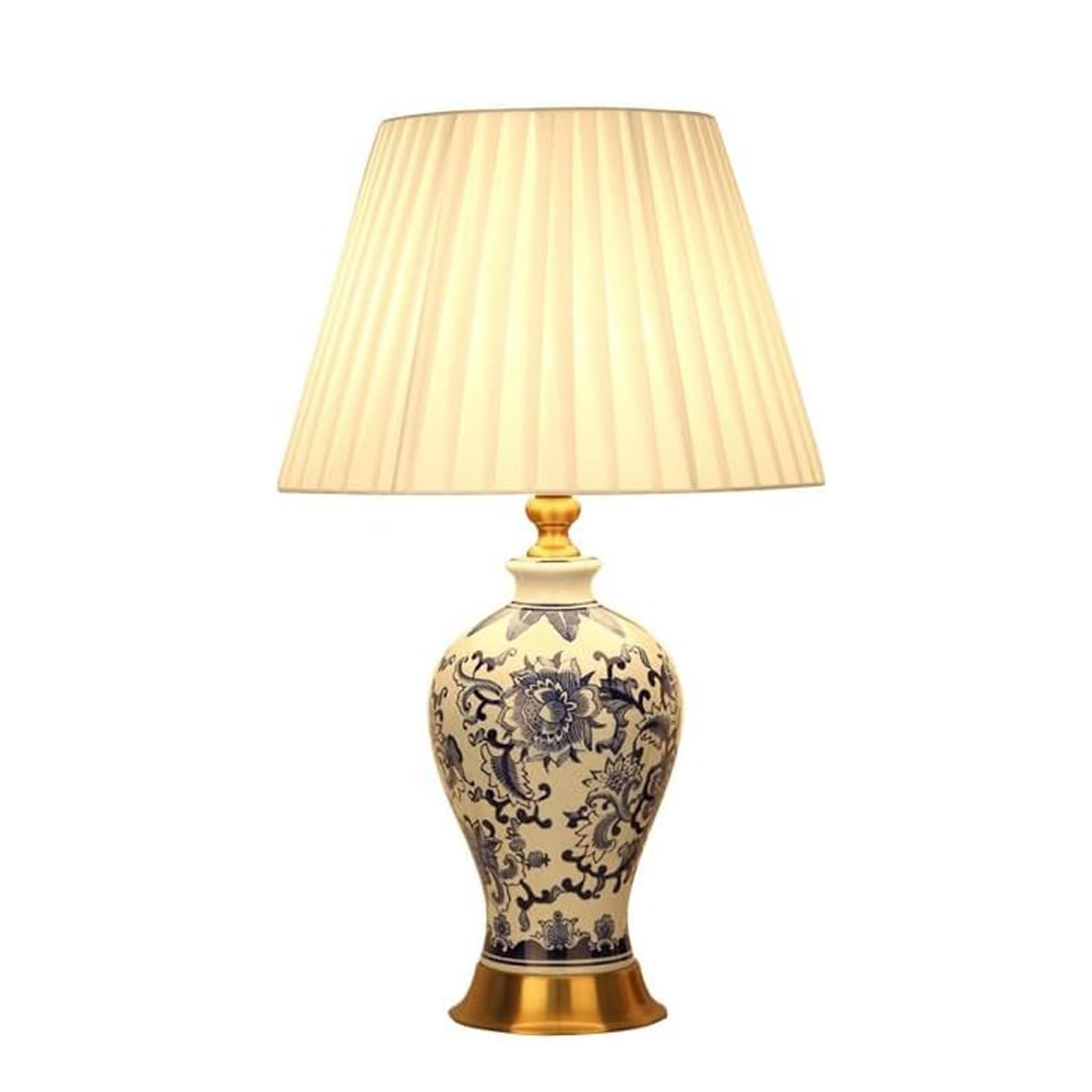 WLLWHF Ceramic Table lamp New Chinese Blue and White Porcelain Table Lamp Retro Ceramic Living Room and Bedroom Bedside Lamp Study Reading Lamp