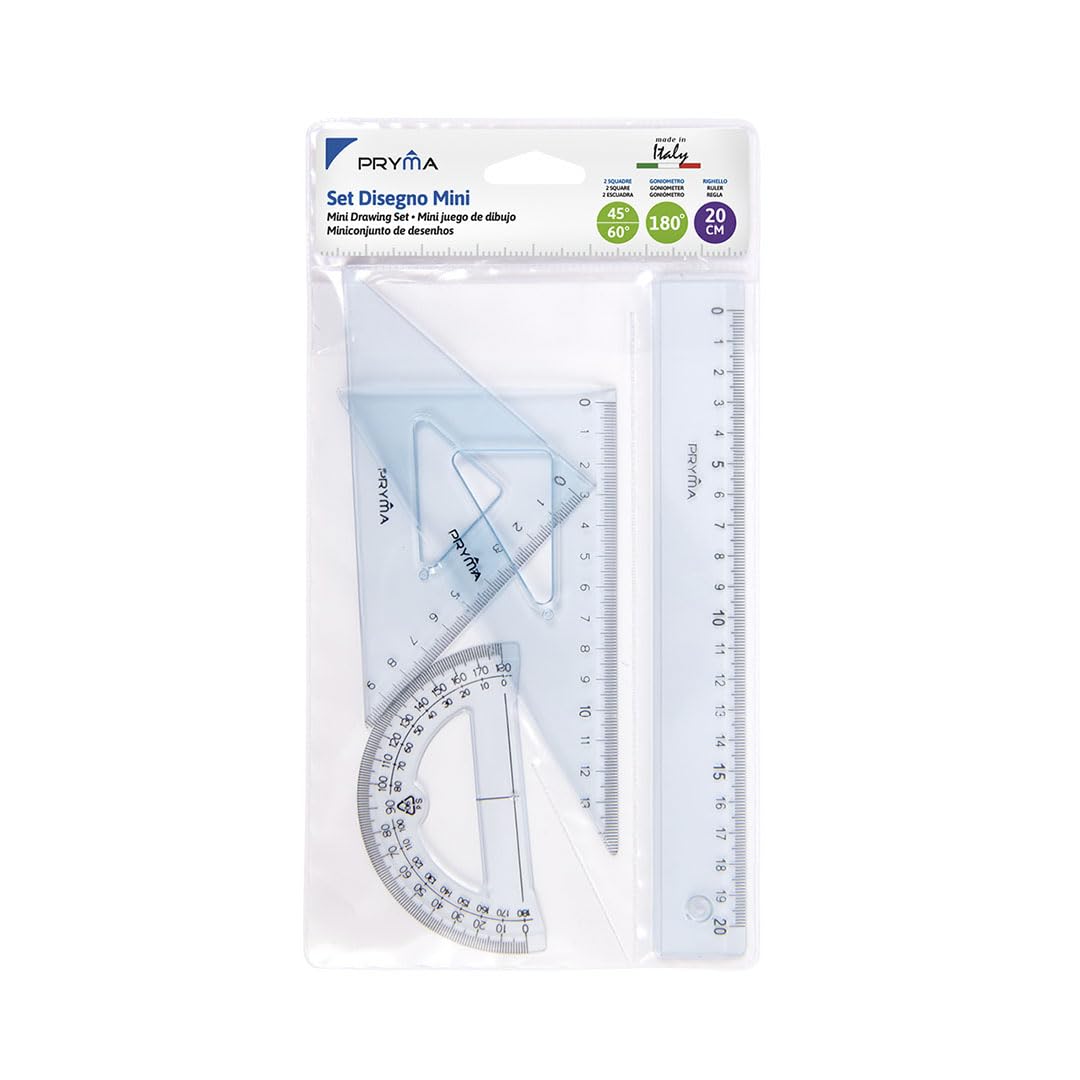 Squadra 45&deg; Pryma - Precisione Assoluta Per Disegno Tecnico, Scuola E Ufficio | 35 Cm Trasparente