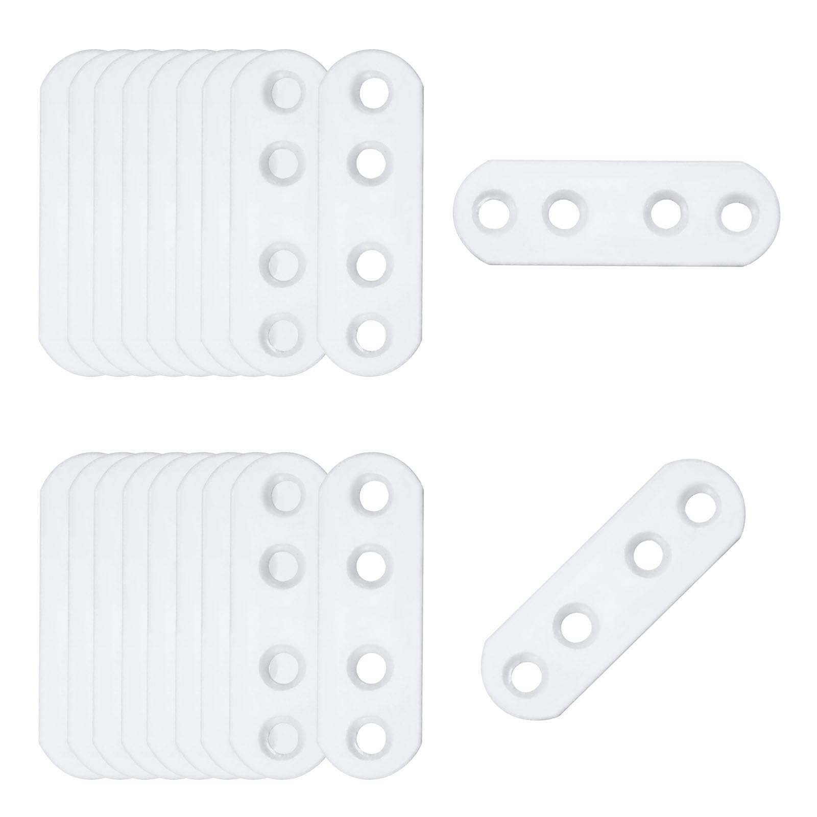 T Tulead White Straight Brackets Iron Flat Bracket Mending Plate Furniture Brace 2.16"x0.7" Repair Fixing Joint Pack of 20 with Mounting Screws