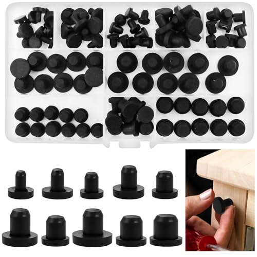 Samulee 100 Stück Gummistopfen Silikon, 10 Größen Verschlussstopfen, Gummipfropfen Schwarz 4-9.5mm, Lösung für Dichtungsprobleme, Silikonstopfen für Flaschen, Rohre, Möbel