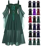 Prime Deals of the Day Today Only, Plus Size Halloween Dress, Plus Size Renaissance Dress, Gothic Dresses Off the Shoulder Lace Bat Sleeve Gothic Dresses for Woman Sexy Medieval Cosplay Dress