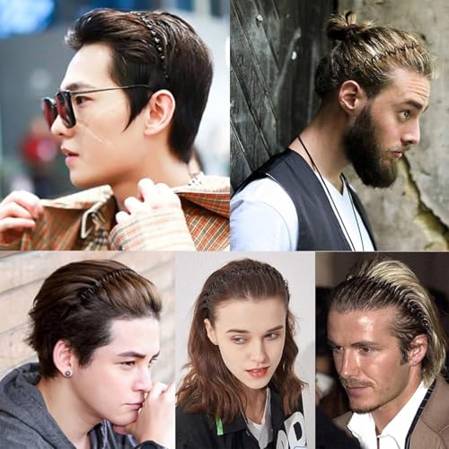 Image of Pack of 4 Unisex Black Flexible Metal Wavy, Spring, Coilflex, and Chain Hairbands - Stylish and Comfortable Headbands for Daily Use by Men, Women, Boys, and Girls