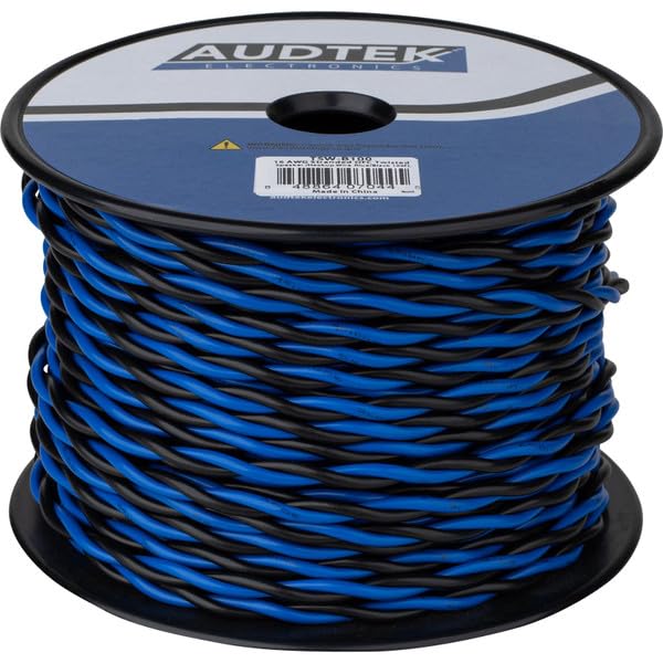 100 ft. 16 AWG Stranded OFC Twisted Pair Speaker Cabinet Hookup Wire Blue/Black