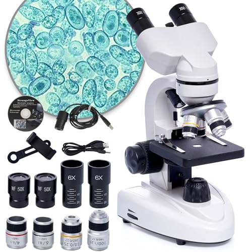 SELFIE CAT Microscópio composto binóculo ampliação 200X-5000X, binóculos profissionais compostos, mi