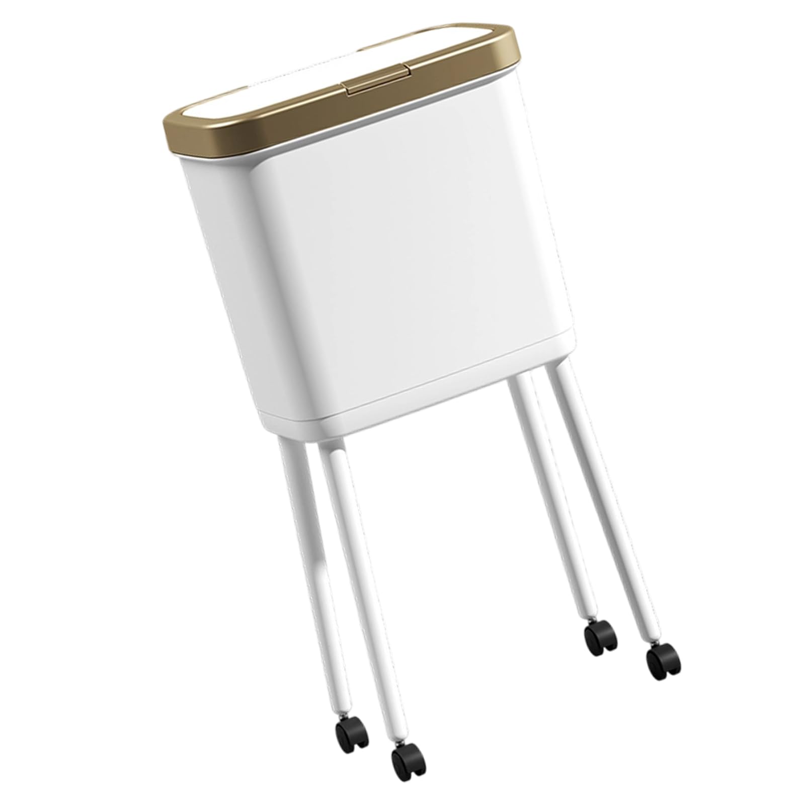 Moderno cubo de basura para interiores con tapa a presión, patas largas, 15 L, gran capacidad, pequeño cubo con ruedas