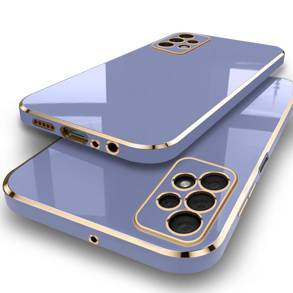TheGiftKart Luxurious Golden-Plated Back Cover Case for Samsung Galaxy A23 4G / A23 5G | Raised Lips for Camera & Screen Protection | Shockproof Back Case for Samsung A23 / A23 5G (TPU, Greyish Blue) (B0D847S1Y8) Amazon Price History, Amazon Price Tracker