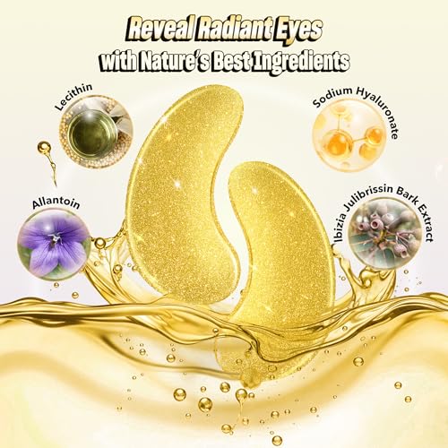 Image of NAZANO 12 Pcs 24K Gold Under Eye Patches - Eye Masks | for Puffy Eyes, Dark Circles, Bags & Wrinkles with Sodium Hyaluronate - Eye Care Pads for Daily Skincare