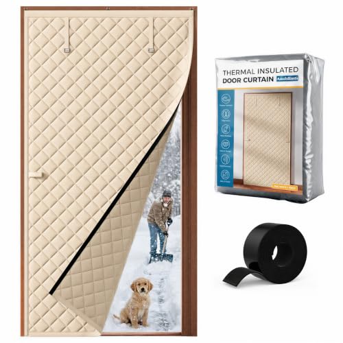Image of augblinds Thermal Insulated Door Curtain, One-Piece, Fits 36 x 80 in, Beige