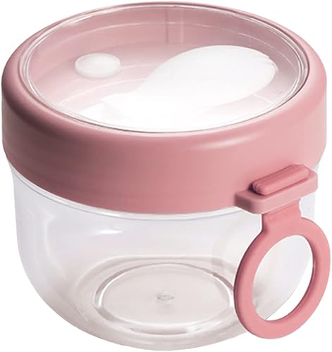 Recipientes de avena durante la noche con tapas, tarros de avena Mason durante la noche, vasos de cereales de plástico portátiles a prueba de fugas,