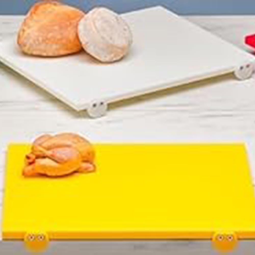 MCM-Service-Srl Tabla de cortar de polietileno profesional amarilla 50 x 30 x 2 con topes, fabricada en Italia