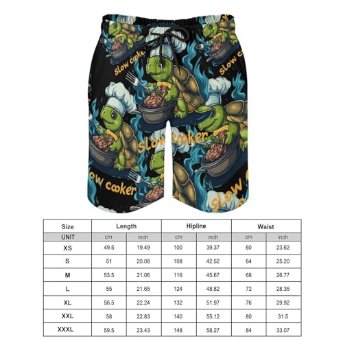 Slow Cooker Turtle Chef Men's Swim Trunks Board Shorts Beachshorts Swimsuits with Pockets Mesh Liner2