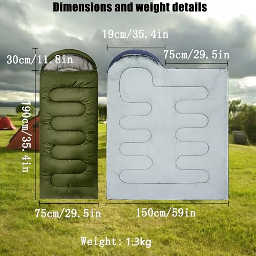 SNZ Bolsa de Dormir Ligera para 3 Estaciones - Bolsa de Dormir Momia para Camping para Adultos y Niños, Ropa para Clima Cálido (50°F a 77°F), Portátil para Senderismo y Viajes miniatura 4