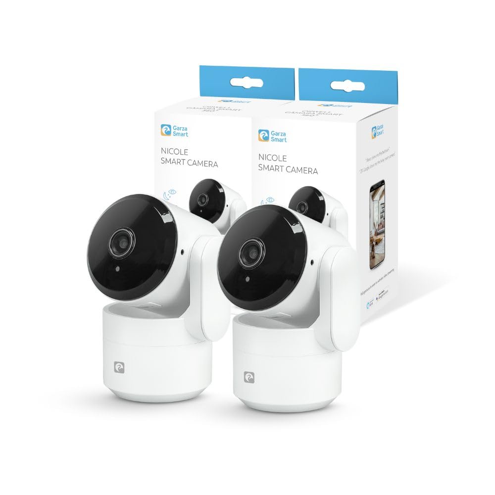 Garza - Pack Cámara de Vigilancia 360º Interior Inteligente IP WiFi 2.4GHz, 1080 HD, Visión Nocturna, Detección de Movimiento, Modo Privacidad, Control Remoto por App.