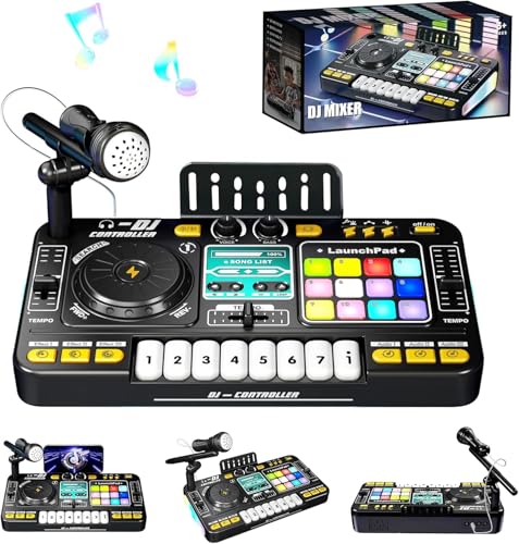 RedCrab Enfants Table de mixage DJ, Platines Table Mixage pour Bébés avec 100+ Effets Sonores, Clavier Musical Interactif pour Enfants, Set DJ Musical...