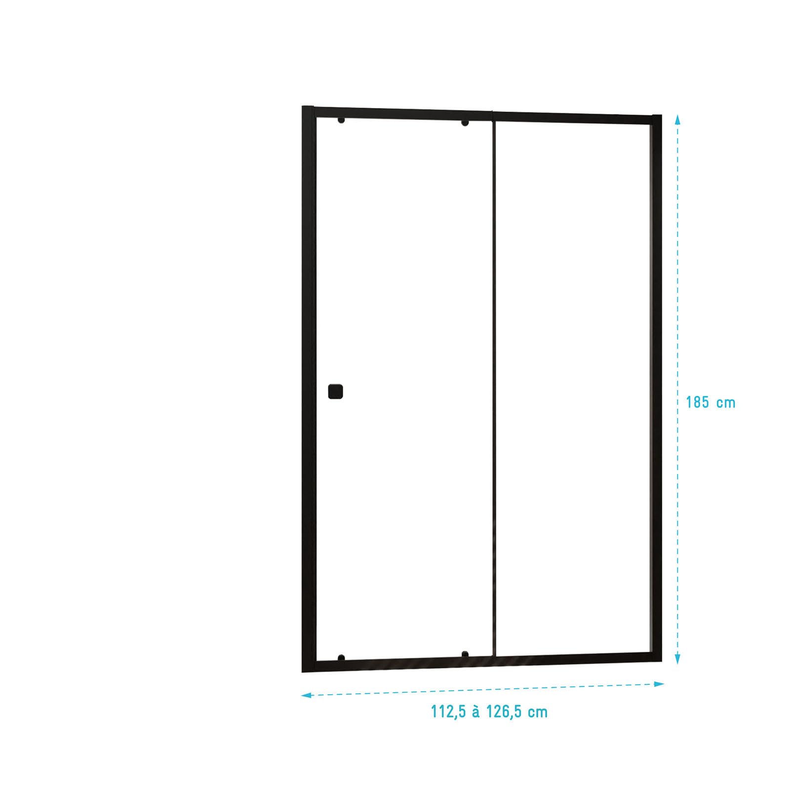Porte de douche coulissante Noir 120x185cm - Extensible de 112.5 à 126.5 cm - BLACK SLIDE 120