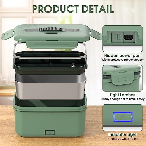 Carsolt Lancheira elétrica 3 em 1 aquecedor de alimentos portátil 60-100W lancheira aquecida à prova