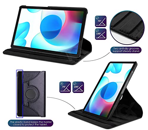 Image of TGK 360 Degree Rotate Leather Stand Case Cover for realme Pad 10.4 inch (Black)
