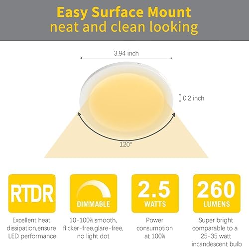 Miniatura 2 de VST Mini panel de iluminación para debajo del gabinete, 6 unidades de 3.94 pulgadas, 12 V 2.5 W (total 15 W) con interruptor de atenuación