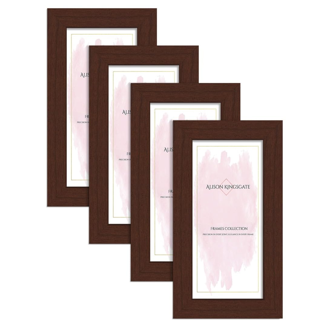 Alison Kingsgate Modern 10X5 Rose Wood Photo Frame Pack of 4-Engineered Wood Picture Frames with Shatterproof Perspex - Ideal for Artwork-Wall Mount or Tabletop - Multiple Sizes & Colours Available โ image 1