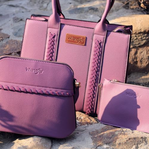 Image of Wrangler 3PCS Purses for Women Tote Bag Crossbody Handbag and Wallet Set with Guitar Strap