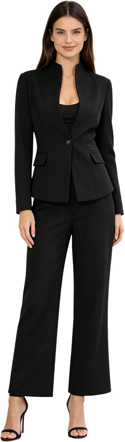 Women's 2 Piece Suit One Button Dressy Blazer Pants Suit Set Business Casual Outfits