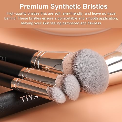 TEOYALL Foundation Contour Conceal Brush Set, 3PCS Angled Synthetic Kabuki Brush for Blending Setting Buffing with Liquid, Cream and Powder Cosmetic (170S/270S/370S) - Thumbnail 2