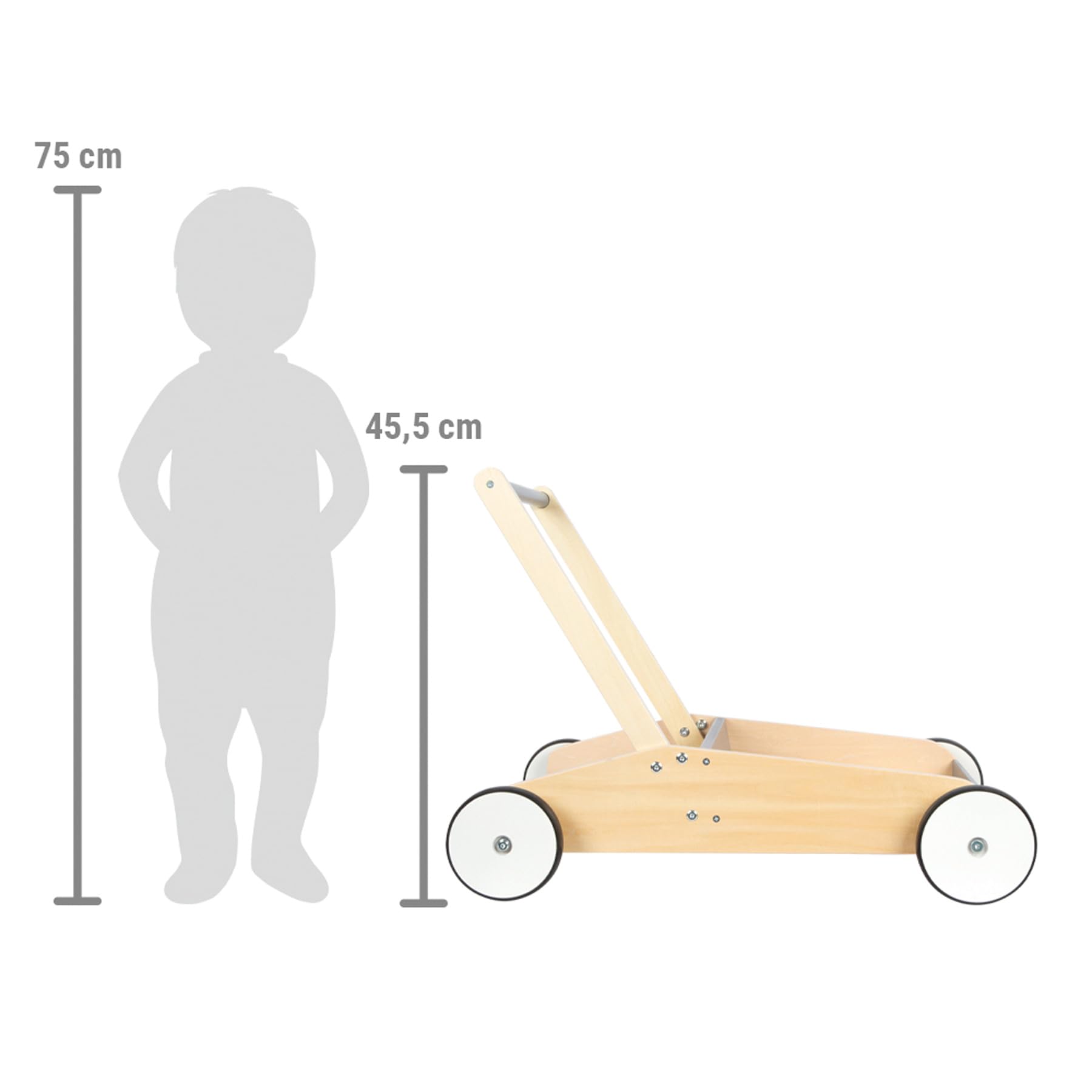 small foot 12550 wózek do nauki chodzenia z łupka, wytrzymały wózek przesuwny z drewna, z dużą powierzchnią ładunkową, od 12 miesięcy