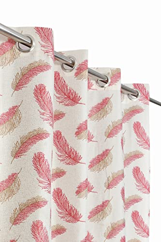 Image of DEVSANG Polyester (2 Print and 1 Solid) Grommet Curtains for Long Door 9 Feet Long Set of 3, Pink