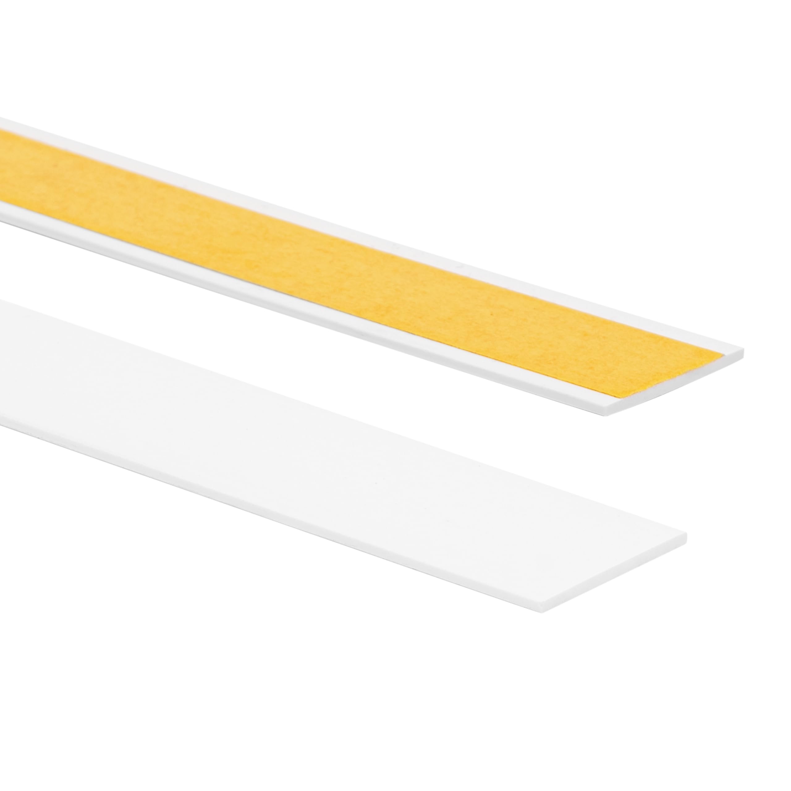 Quest Barra plana de plástico autoadhesivo, longitud: 10 m, molduras, perfil de PVC para construcción y decoración (blanco, 10 m x 20 mm)