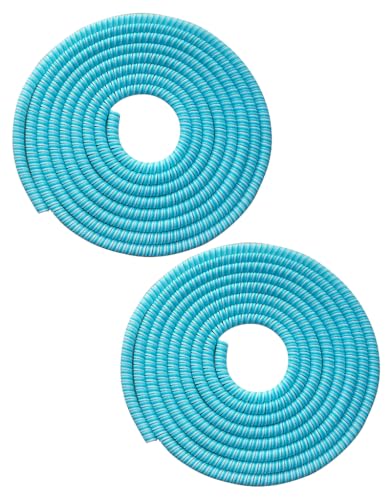 Image of J'TTON Spiral Triple Color (2 Pcs) 1.4 Meters Each-Full Size Cable Cord Charger Protector Saver Winder for iPhone & Android Charging Cables (Cyan)