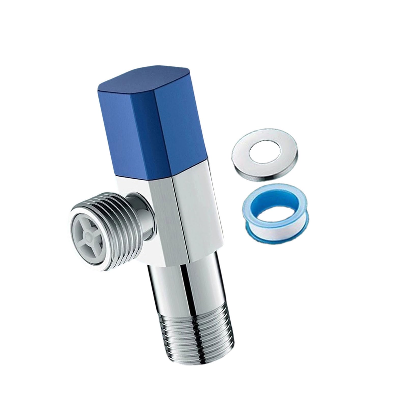 Woedpez Blue Hot/Cold Water Shut Down Flows Restrictor Stainless Steel 1 / 2Inch Turn Angles Stop Valves High Flows Stainless Steel Angles Stop