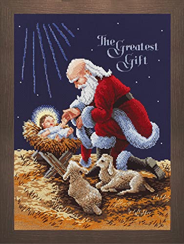 Janlynn 015-0242 Counted Cross Stitch Kit, Kneeling Santa Navy cover