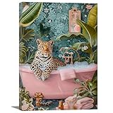 3.Léopard Poster Impressions sur toile encadrées: Encadré en bois prêt à accrocher L'impressions sur toile est tendue sur un cadre en bois et peut être accrochée sans perçage