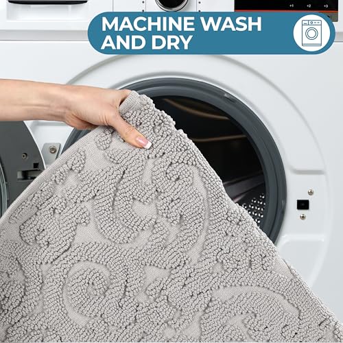 Tapis de bain petit modèle antidérapant jacquard gris clair pour sol de cuisine