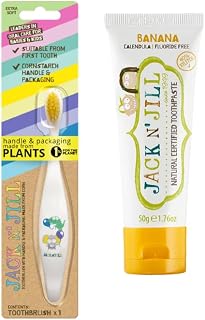 Jack N Jill Bebek Diş Fırçalama Seti (Fil&Dino Diş Fırçası + Muz Aromalı Macun 50G)
