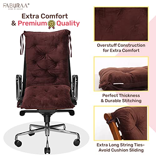 Image of Faburaa Maple Soft & Relaxing Velvet Seat Cushion for Patio Chair Rocking Chair, Office Chair, Desk Chair and Dining Chair with Ties, Chair Pad 24x50 Inch (Velvet Brown)
