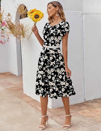 Image of ZEAGOO Womens Casual Dresses for Summer Short Sleeve Flare Midi Dress Loose Flowy Beach Sundress