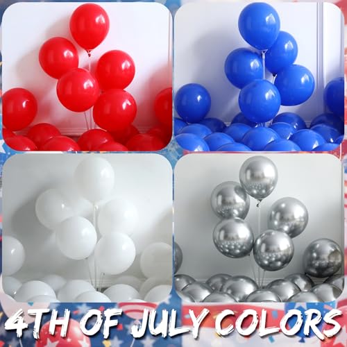 Image of 147Pcs Red White and Blue Independence Day Balloon Garland Arch Kit,with Explosion Star,Flag Foil Balloons for 4th of July Patriotic Memorial Veterans Baseball Nautical Birthday Party Decorations