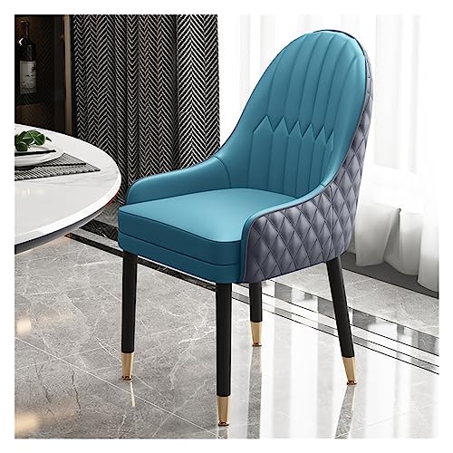 MEHWSUR Modern Dining Chairs Upholstered Faux Leather Accent Chairs with Solid Wood Legs,Vanity Lounge Chairs Armchair Desk Chair Thick Sponge Seat for Living Room (Color : Blauw)