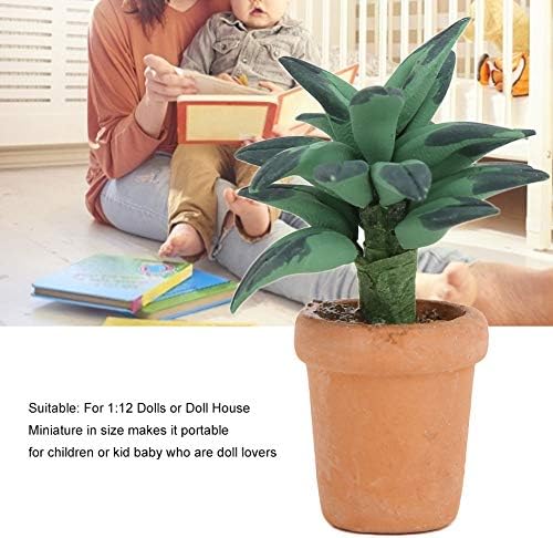 1/12 Scale Dollhouse Plants, Miniature Green Leaves Potted Decor for Dollhouse Living Room Bedroom, Resin Houseplant Accessories for Doll Lovers image 2